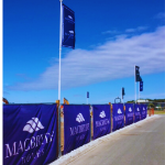 Heras Fence Cover and Flag Poles on a building site