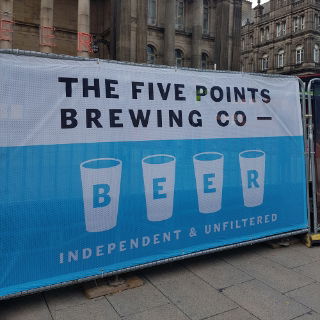 The Five Points Brewing Co Blue and White Heras Panel