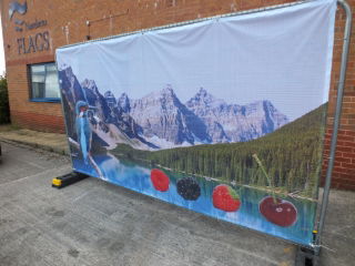 Newly Fitted Heras Fence Cover on a Heras Fence Panel